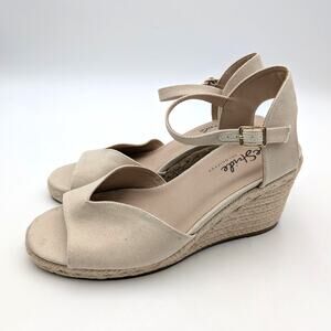 LifeStride Tess Ankle Strap Wedge Sandals Women's Tender Taupe Size US11W EU42